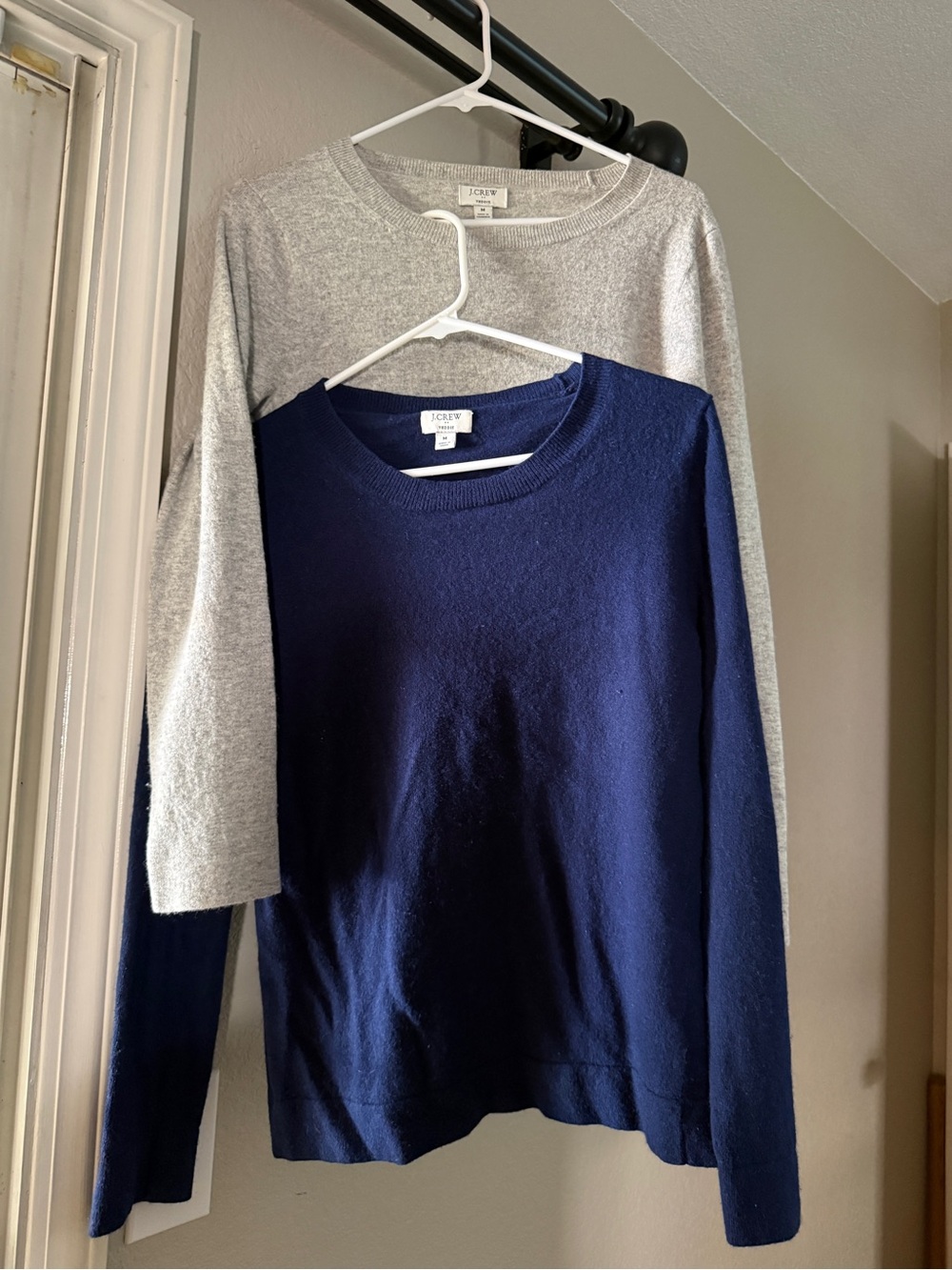 J. Crew bundle Navy and Light Gray Crewneck Teddie Sweaters